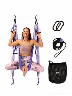 NEW YB Yoga Trapeze Purple Swing/Sling/Inversion Aerial Yoga - Lavender/Purple